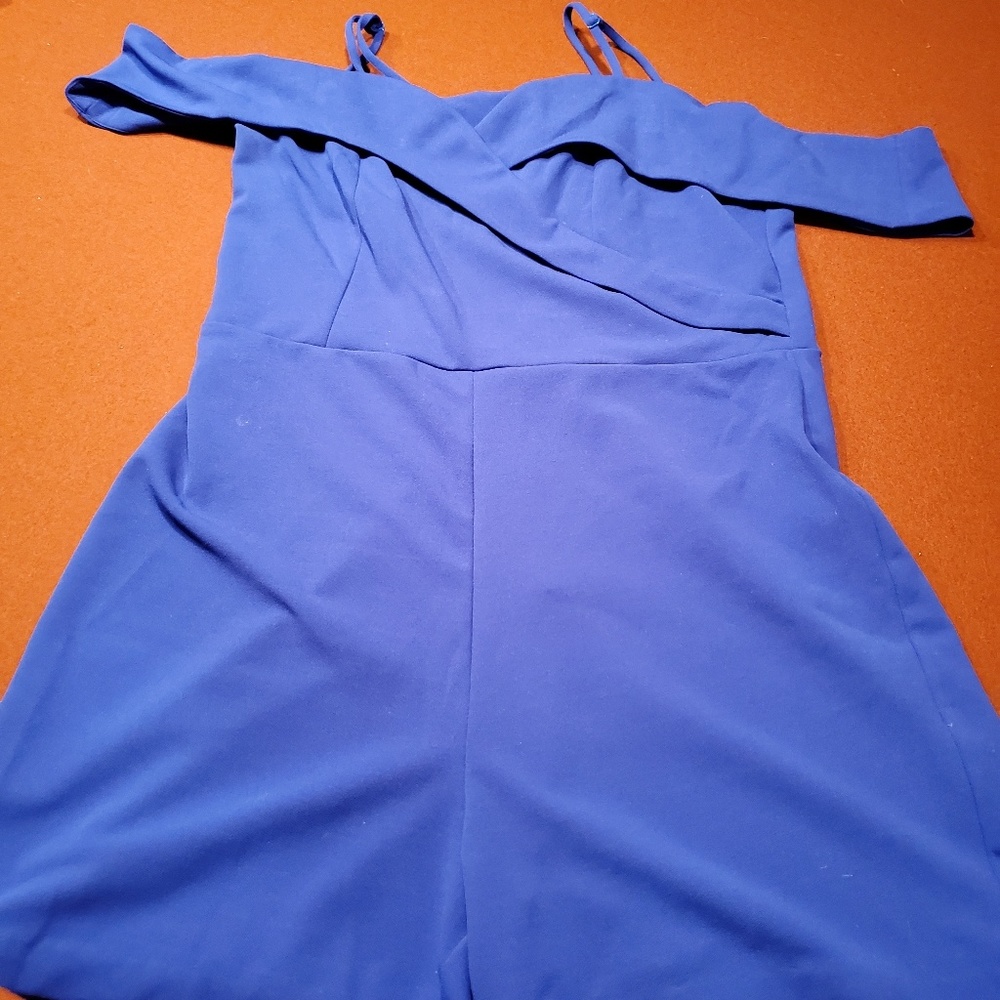 XL Royal Blue Off Shoulder Romper